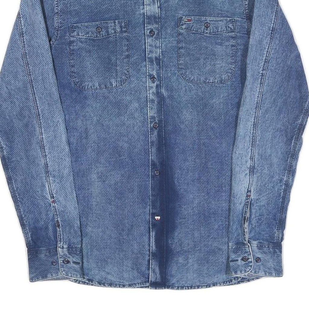 HILFIGER DENIM Mens Blue Denim Shirt M Cotton Casual Button Down Pockets