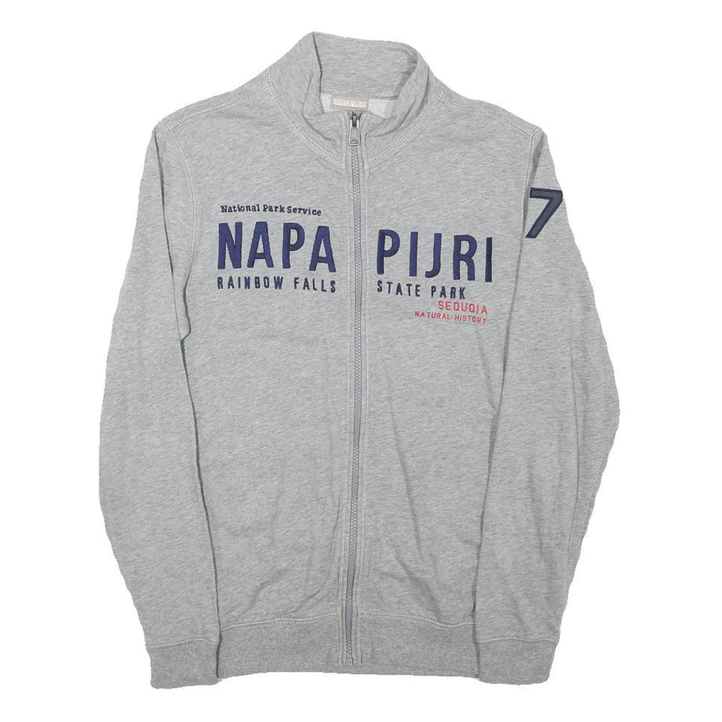 NAPAPIJRI Mens Grey Zip Jacket XXS Cotton Blend Casual Logo National Parks