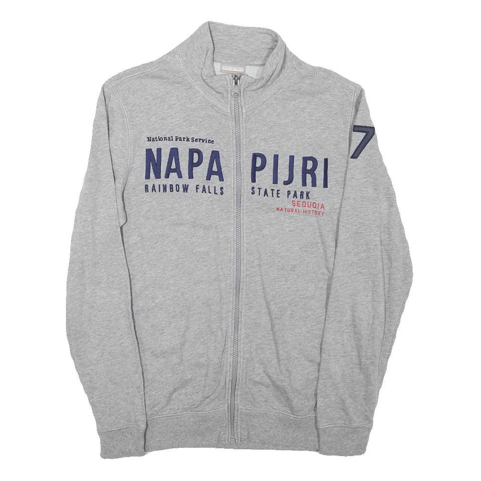 NAPAPIJRI Mens Grey Zip Jacket XXS Cotton Blend Casual Logo National Parks