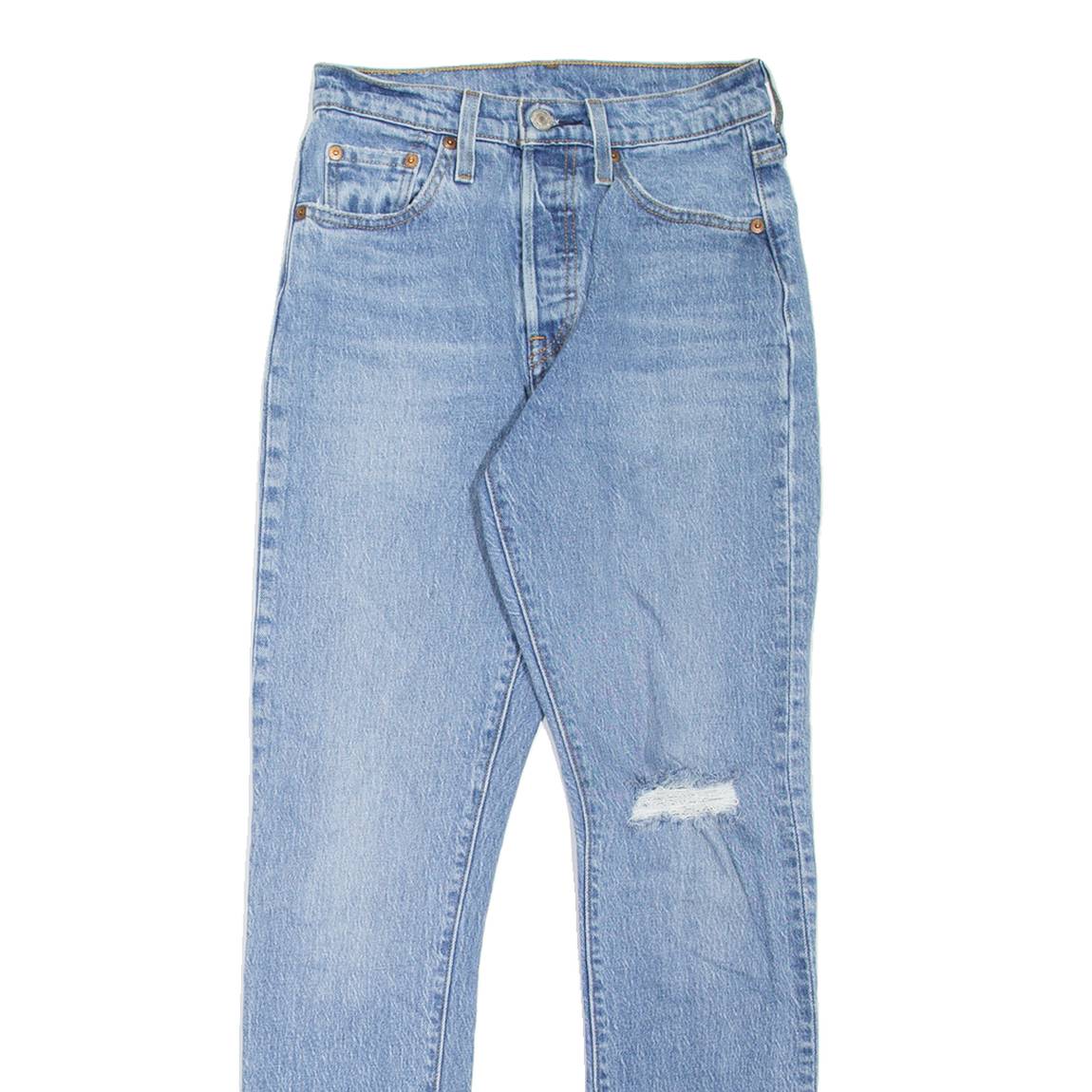 LEVI'S 501S Jeans Distressed Womens Blue Skinny Straight Stone Wash W25 L30