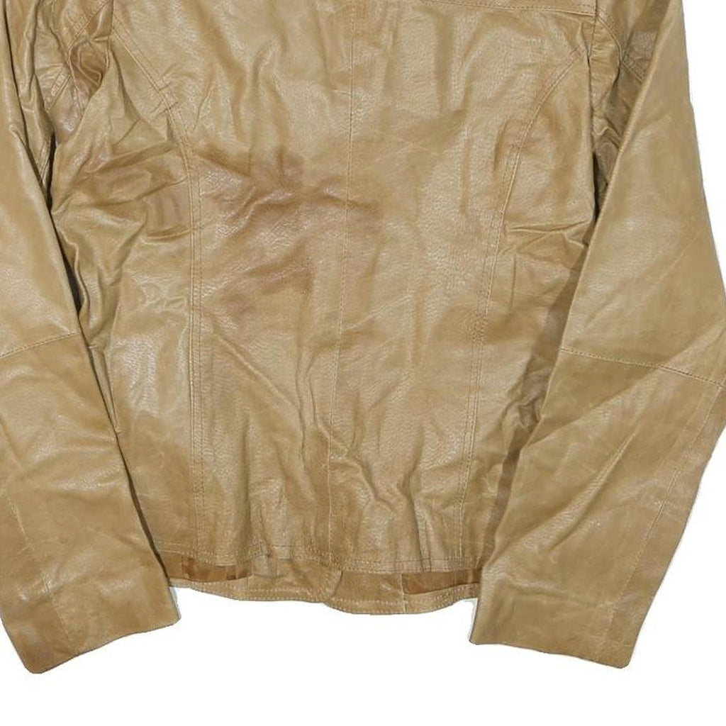 SUZY Womens Beige Leather Button Jacket M Soft Comfortable Classic Stylish