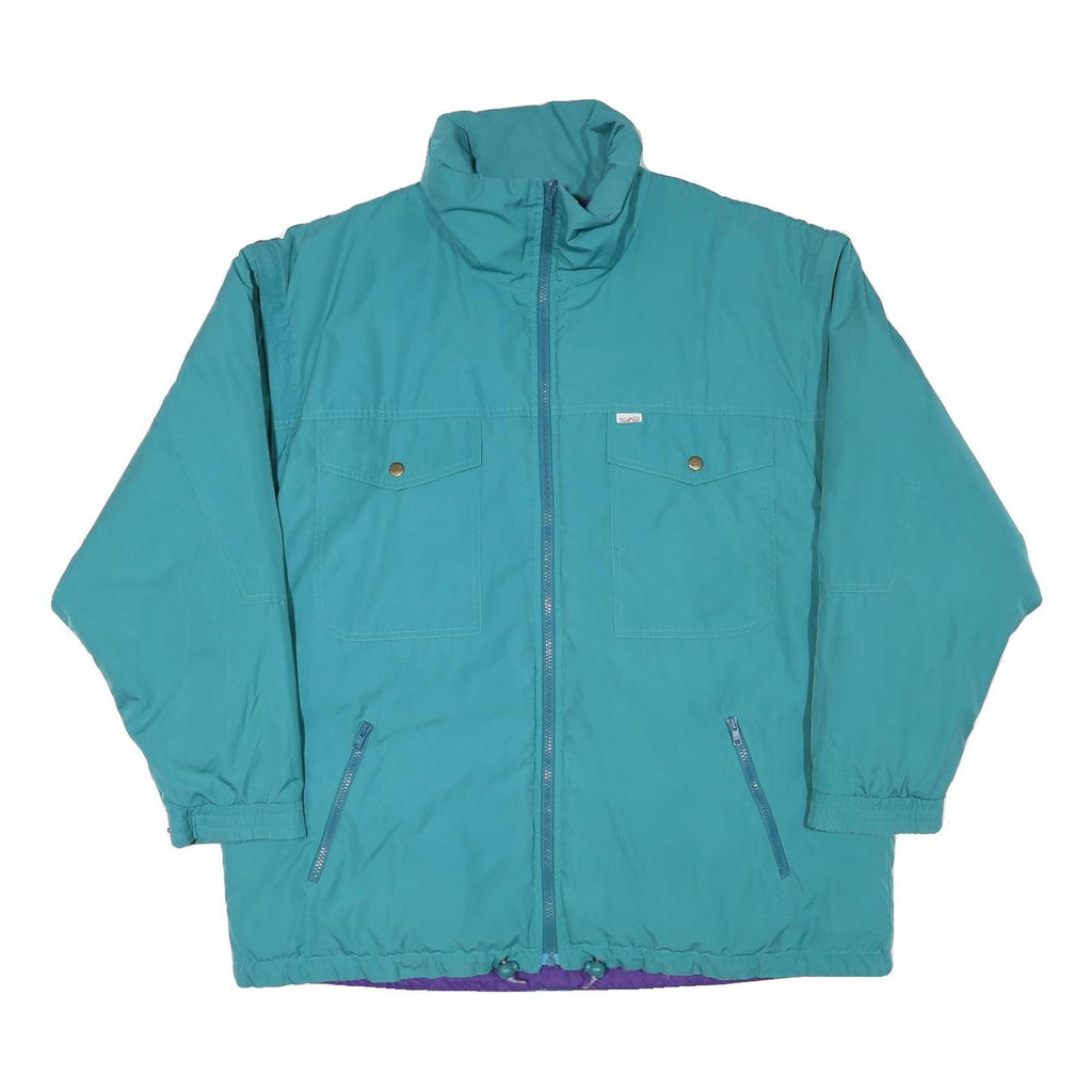 Mens Teal Zip Up Jacket XL Polyester Blend Plain Pocketed Casual Outerwear