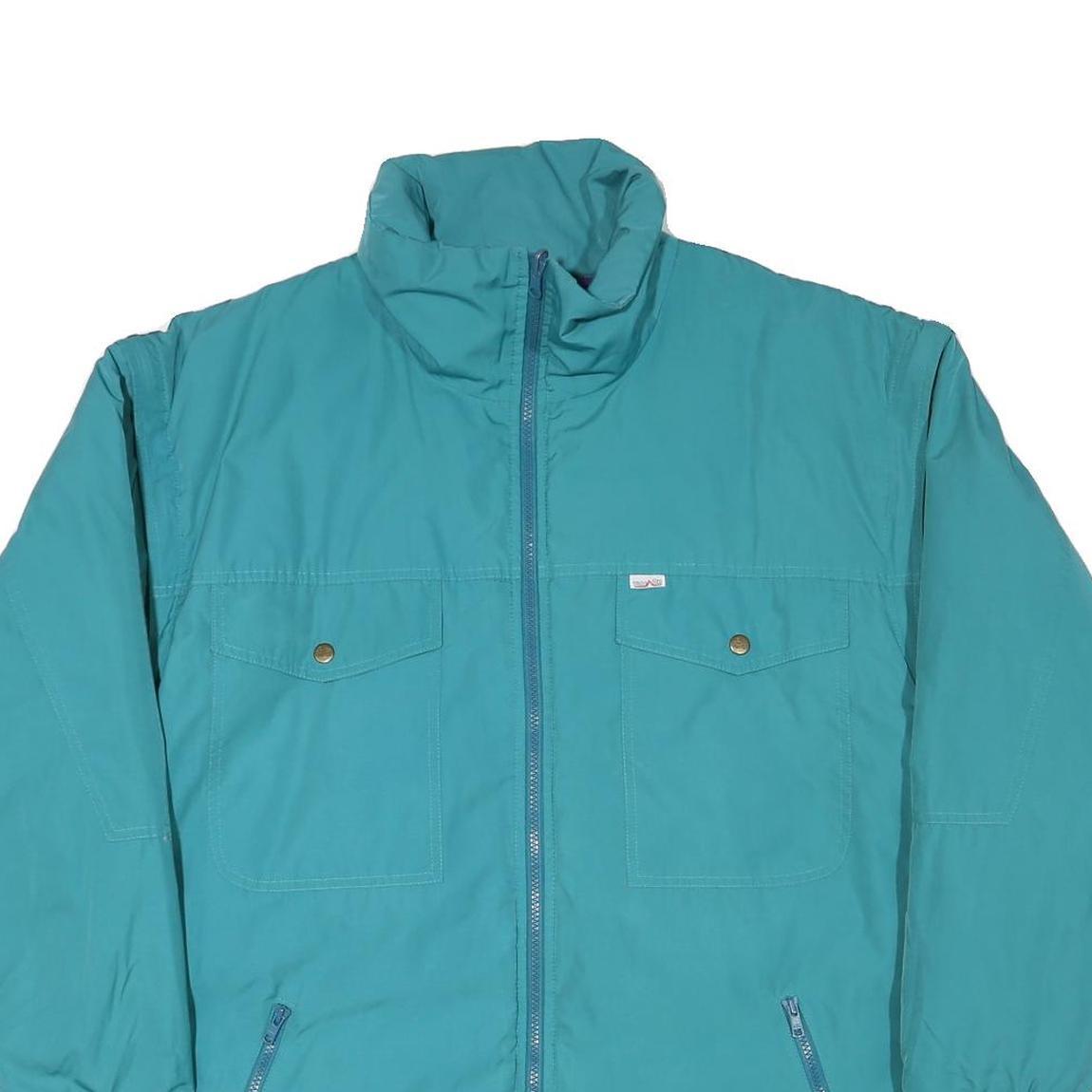 Mens Teal Zip Up Jacket XL Polyester Blend Plain Pocketed Casual Outerwear