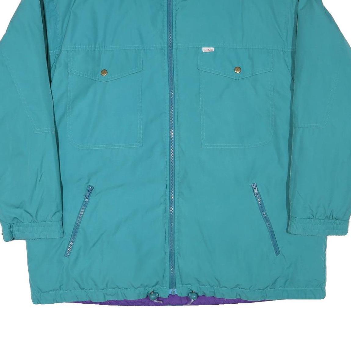 Mens Teal Zip Up Jacket XL Polyester Blend Plain Pocketed Casual Outerwear