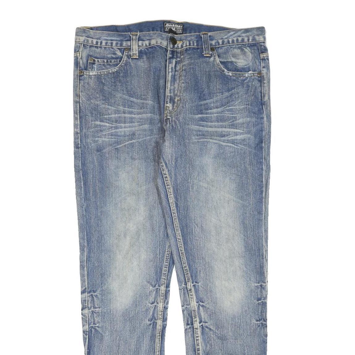 DICKIES Mens Regular Fit Blue Denim Jeans W36 L32 Casual Cotton Blend Zip