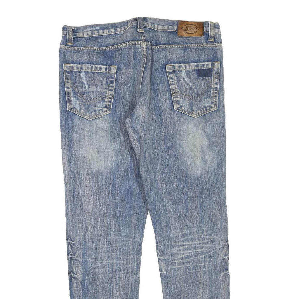 DICKIES Mens Regular Fit Blue Denim Jeans W36 L32 Casual Cotton Blend Zip