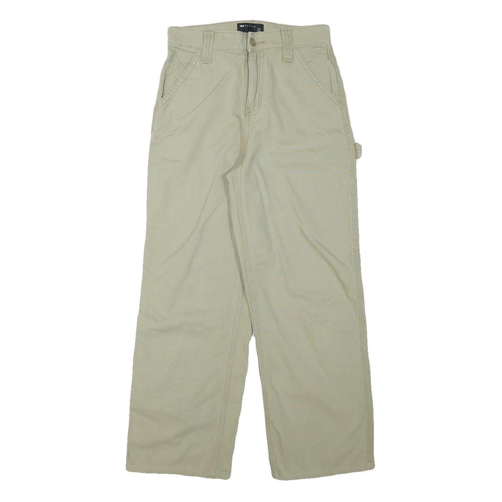 ASOS Womens Cotton Blend Beige Relaxed Straight Trousers W26 L26 Casual Utility