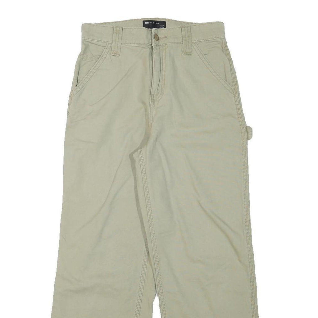 ASOS Womens Cotton Blend Beige Relaxed Straight Trousers W26 L26 Casual Utility