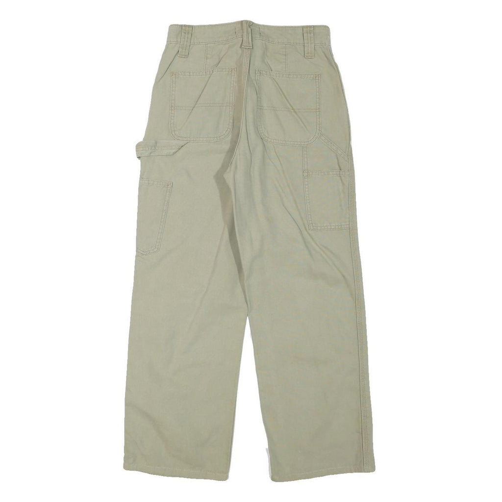 ASOS Womens Cotton Blend Beige Relaxed Straight Trousers W26 L26 Casual Utility