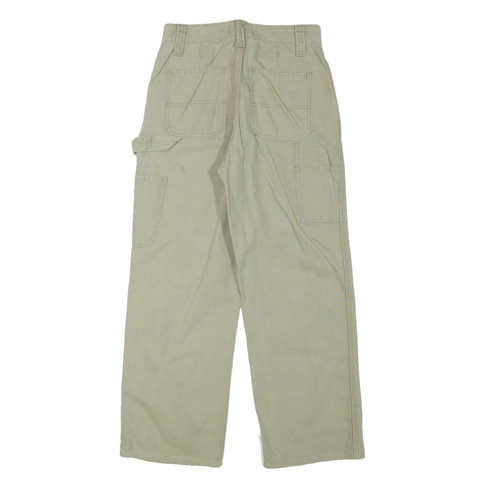 ASOS Womens Cotton Blend Beige Relaxed Straight Trousers W26 L26 Casual Utility