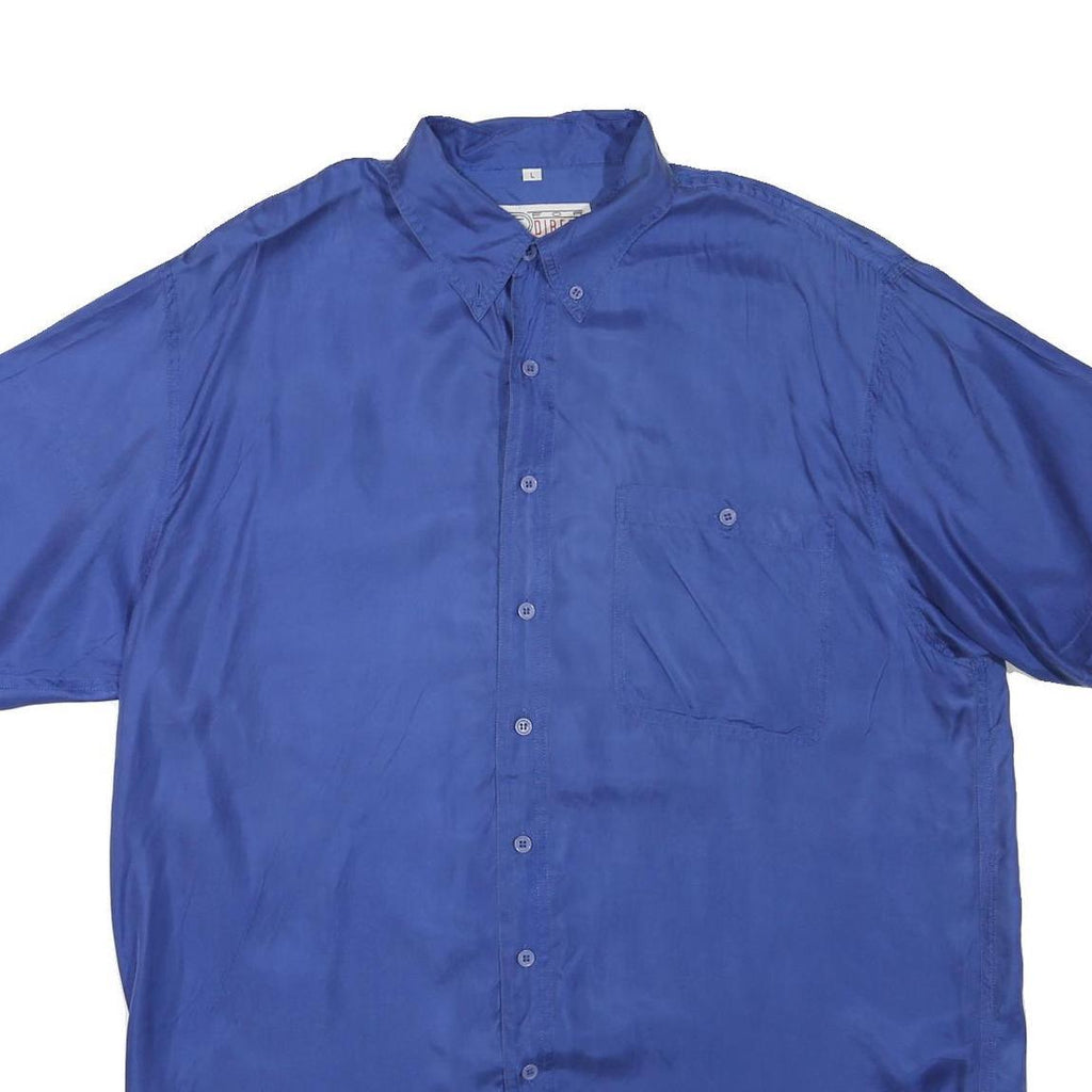 D FOR DIRECT Mens Blue Shirt L Polyester Short Sleeve Button Down Pocket