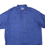 D FOR DIRECT Mens Blue Shirt L Polyester Short Sleeve Button Down Pocket