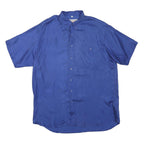 D FOR DIRECT Mens Blue Shirt L Polyester Short Sleeve Button Down Pocket