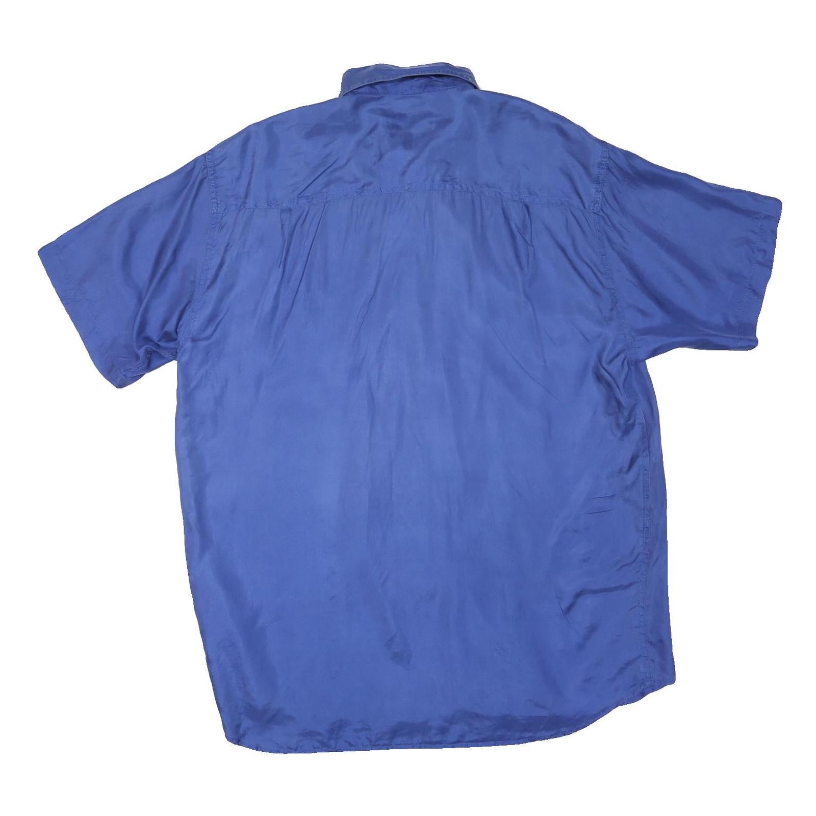 D FOR DIRECT Mens Blue Shirt L Polyester Short Sleeve Button Down Pocket