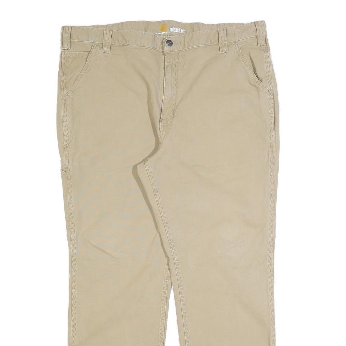 CARHARTT Mens Cotton Blend Beige Regular Fit Straight Leg Trousers W40 L32