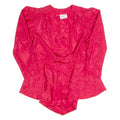 MARILYN Peplum Womens Printed Blouse Red Puff Sleeve 90s Crazy Pattern S