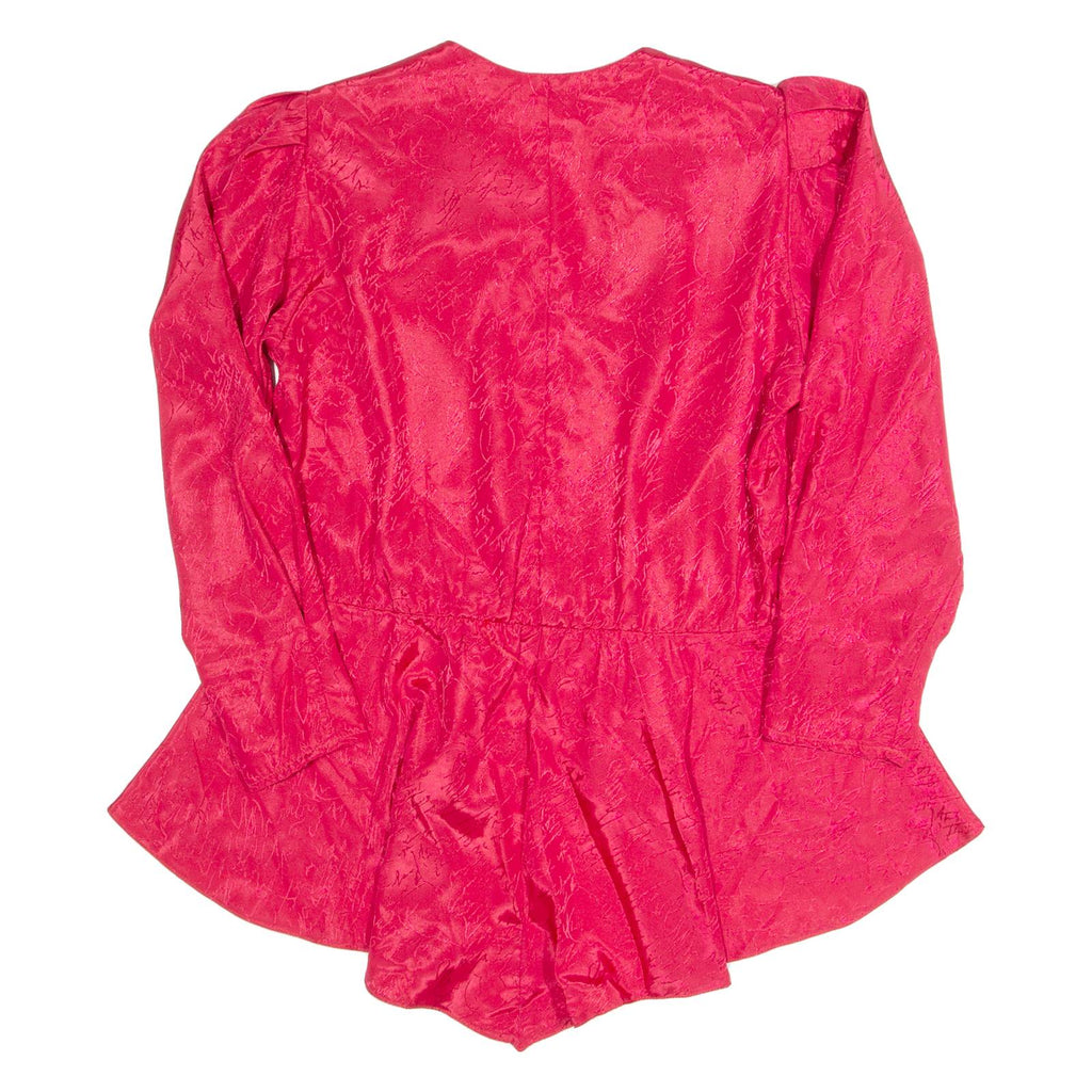 MARILYN Peplum Womens Printed Blouse Red Puff Sleeve 90s Crazy Pattern S
