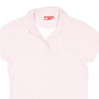 PUMA Womens Pink & White Short Sleeve Plain Polo Shirt UK 14 Cotton Blend