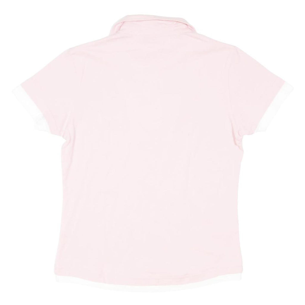 PUMA Womens Pink & White Short Sleeve Plain Polo Shirt UK 14 Cotton Blend