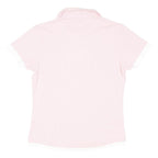 PUMA Womens Pink & White Short Sleeve Plain Polo Shirt UK 14 Cotton Blend