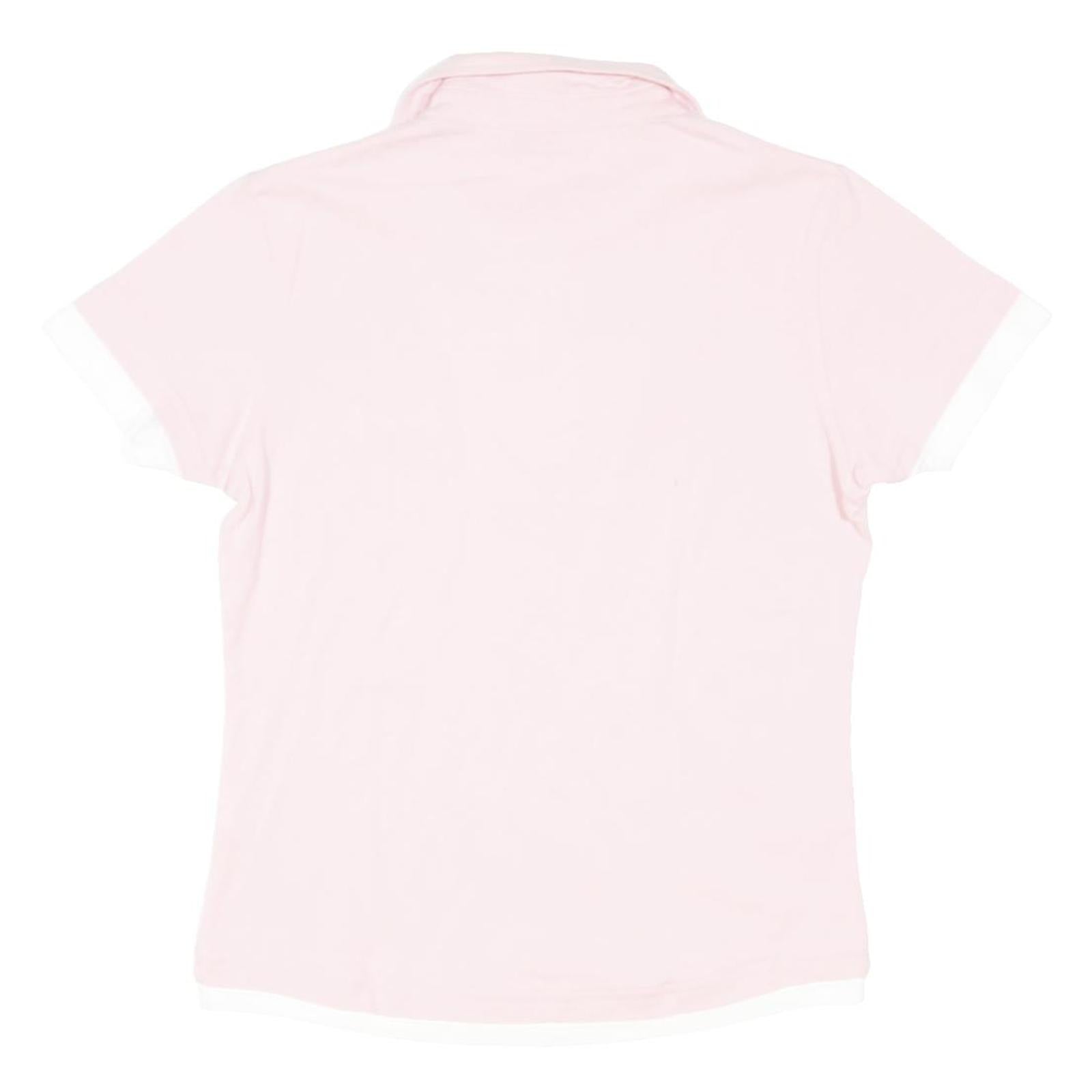 PUMA Womens Pink & White Short Sleeve Plain Polo Shirt UK 14 Cotton Blend