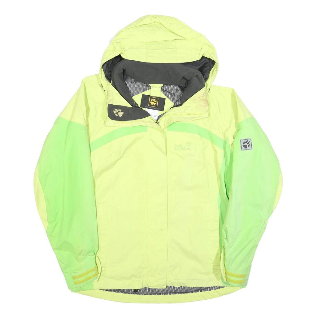 JACK WOLFSKIN Womens Yellow & Green Outdoor Jacket L Polyester Blend Zip Hooded