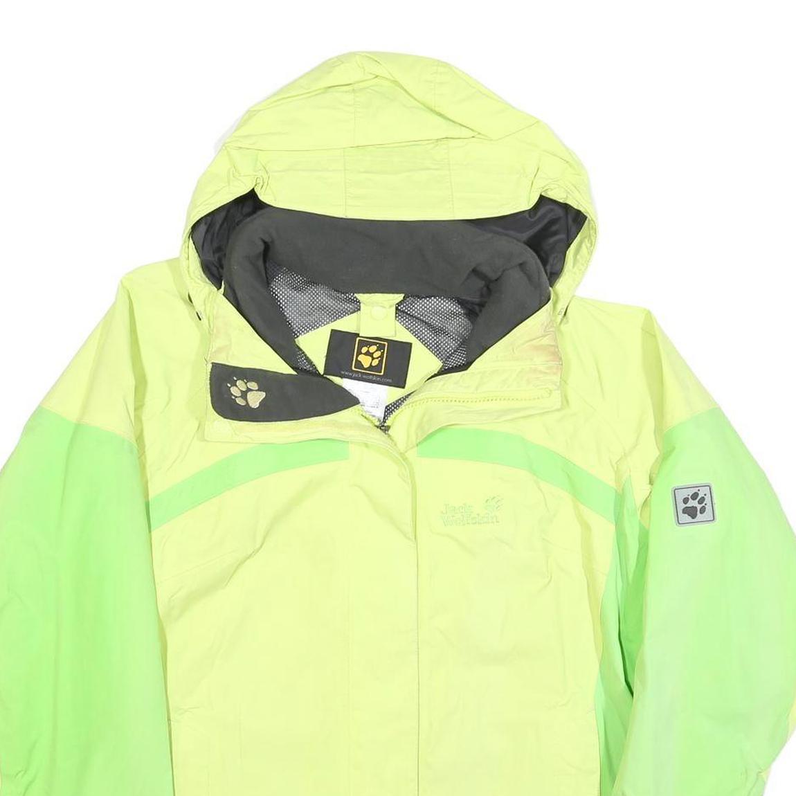 JACK WOLFSKIN Womens Yellow & Green Outdoor Jacket L Polyester Blend Zip Hooded