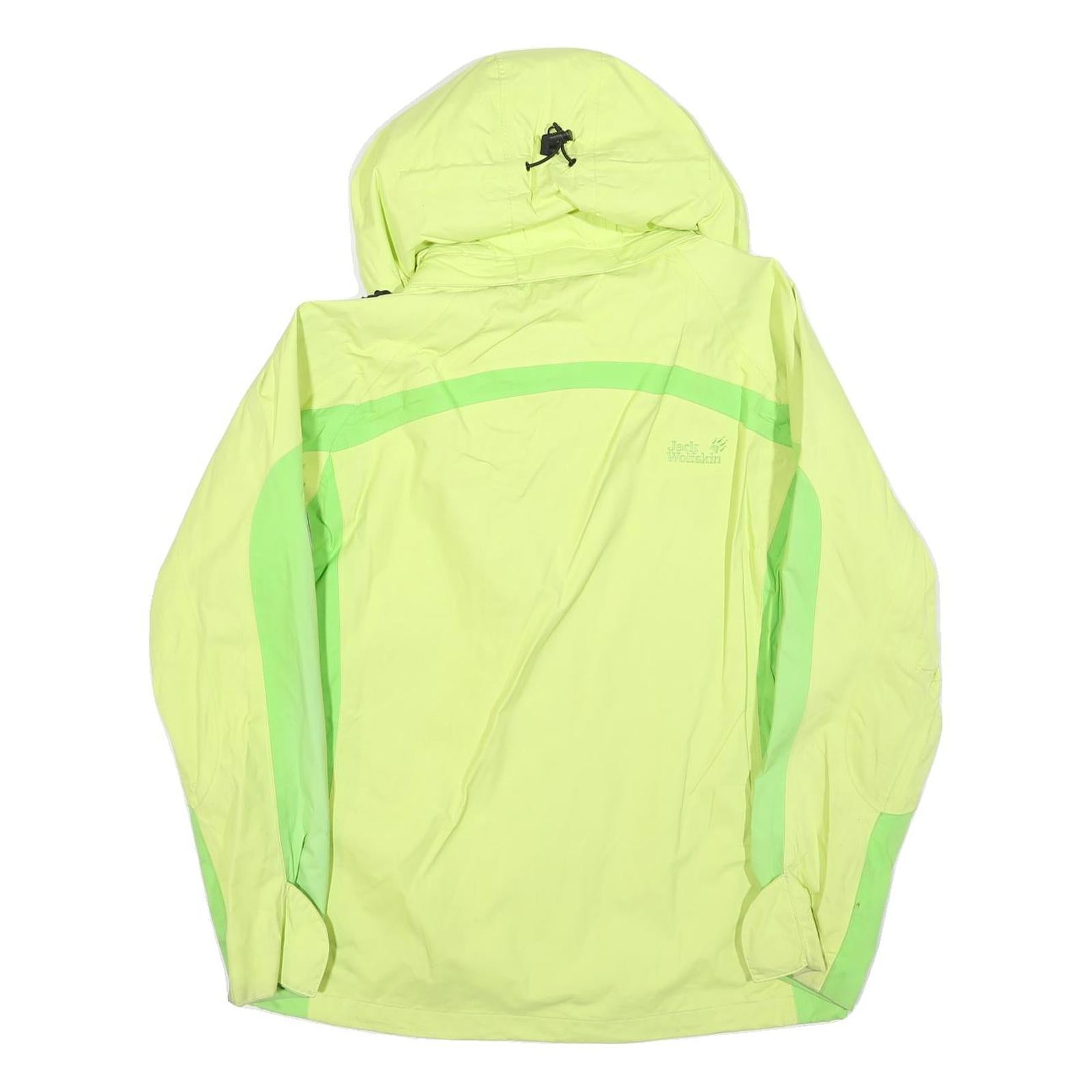 JACK WOLFSKIN Womens Yellow & Green Outdoor Jacket L Polyester Blend Zip Hooded