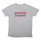LEVI'S Mens Grey Red Logo Graphic T-Shirt L Short Sleeve Crew Neck Cotton Blend