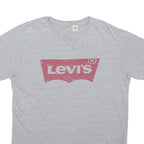 LEVI'S Mens Grey Red Logo Graphic T-Shirt L Short Sleeve Crew Neck Cotton Blend