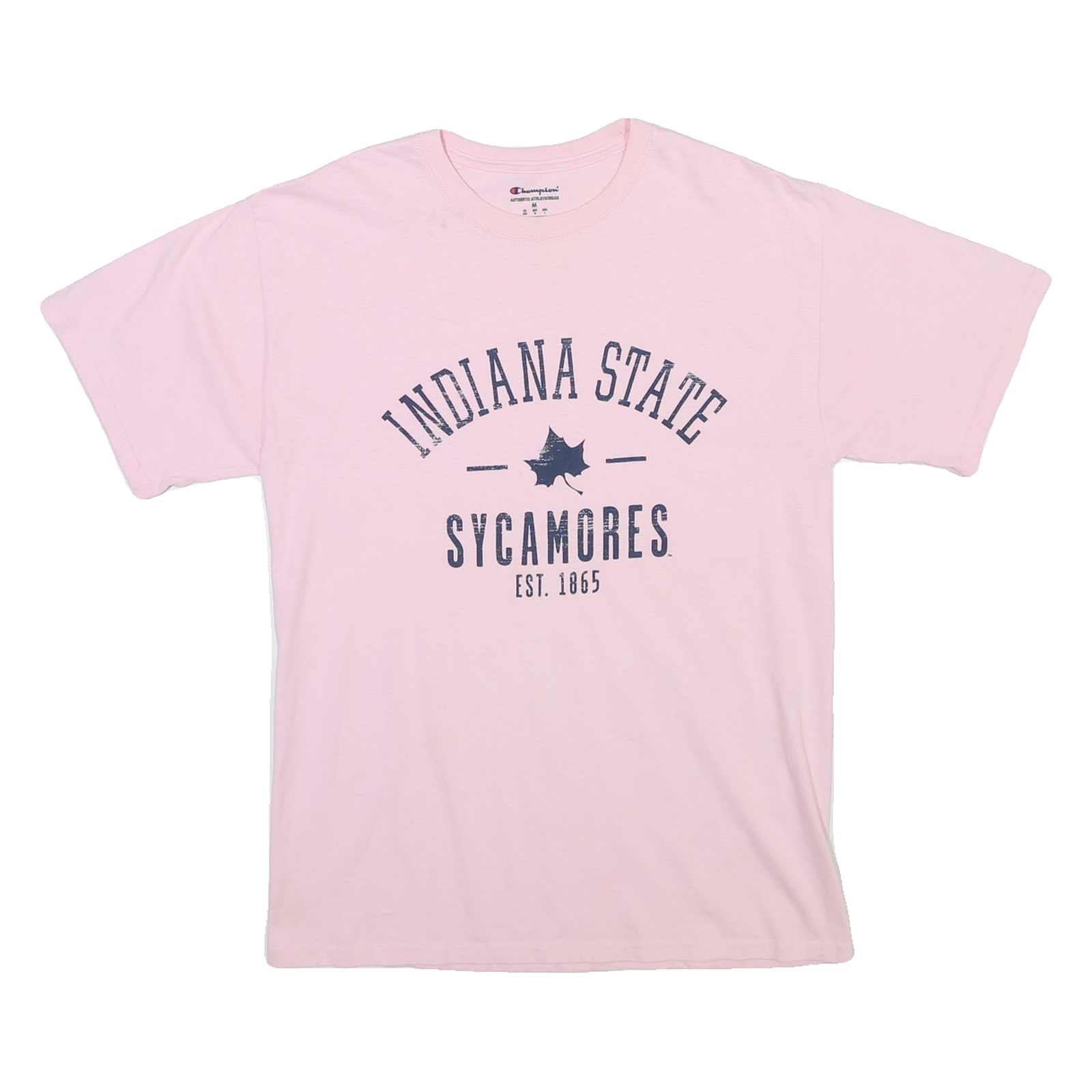 CHAMPION Mens Pink Indiana State Sycamores Graphic T-Shirt M Short Sleeve Crew