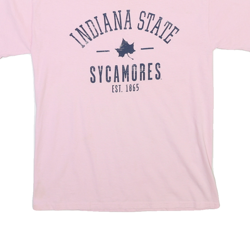 CHAMPION Mens Pink Indiana State Sycamores Graphic T-Shirt M Short Sleeve Crew