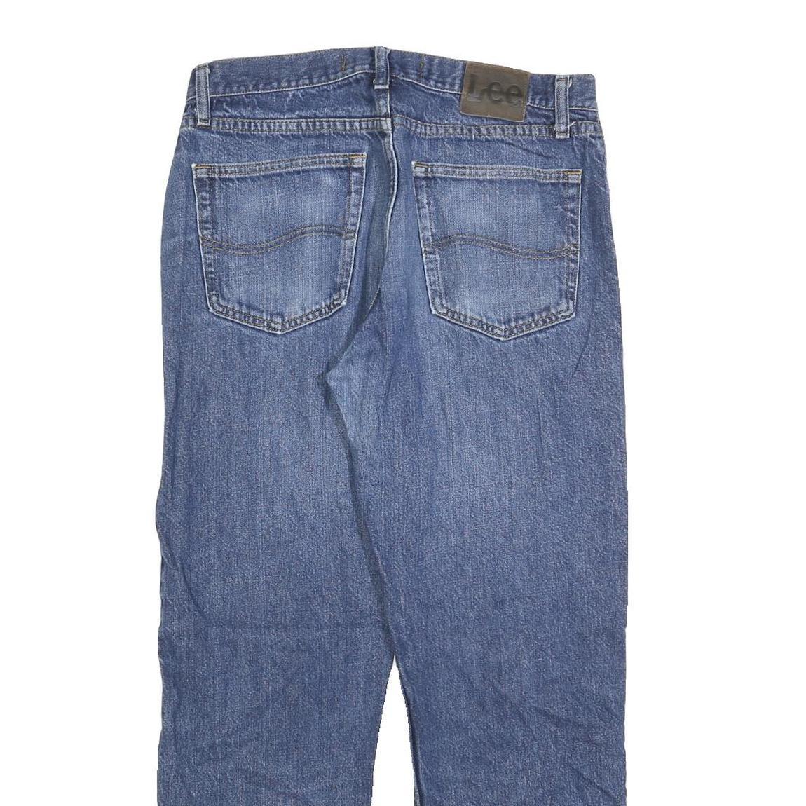 LEE Mens Regular Fit Blue Denim Jeans Cotton Blend W32 L30 Classic Zip Pocket