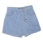 BOLERO Womens Blue Denim Mini Skirt Cotton Blend M Button Closure Casual Summer