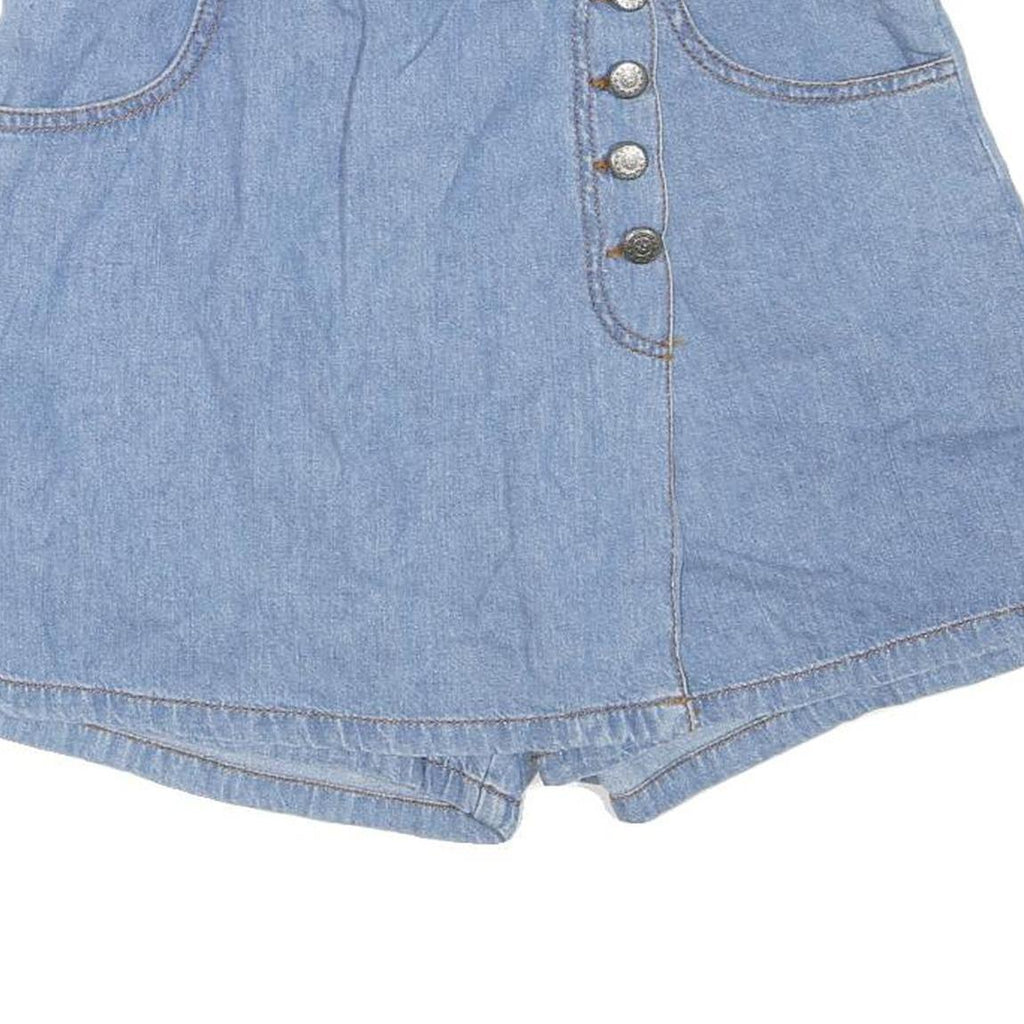 BOLERO Womens Blue Denim Mini Skirt Cotton Blend M Button Closure Casual Summer
