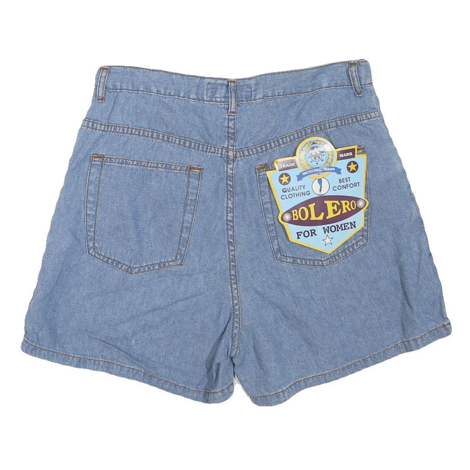 BOLERO Womens Blue Denim Mini Skirt Cotton Blend M Button Closure Casual Summer