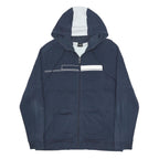 BOSS HUGO BOSS Mens Navy Blue & White Zip Up Hoodie XL Cotton Blend Casual