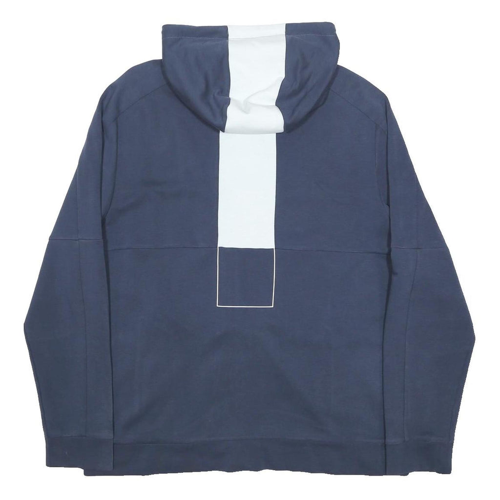 BOSS HUGO BOSS Mens Navy Blue & White Zip Up Hoodie XL Cotton Blend Casual