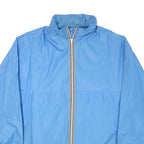 Mens Blue Lightweight Nylon Zip-Up Jacket L Plain Casual Outdoor Windbreaker