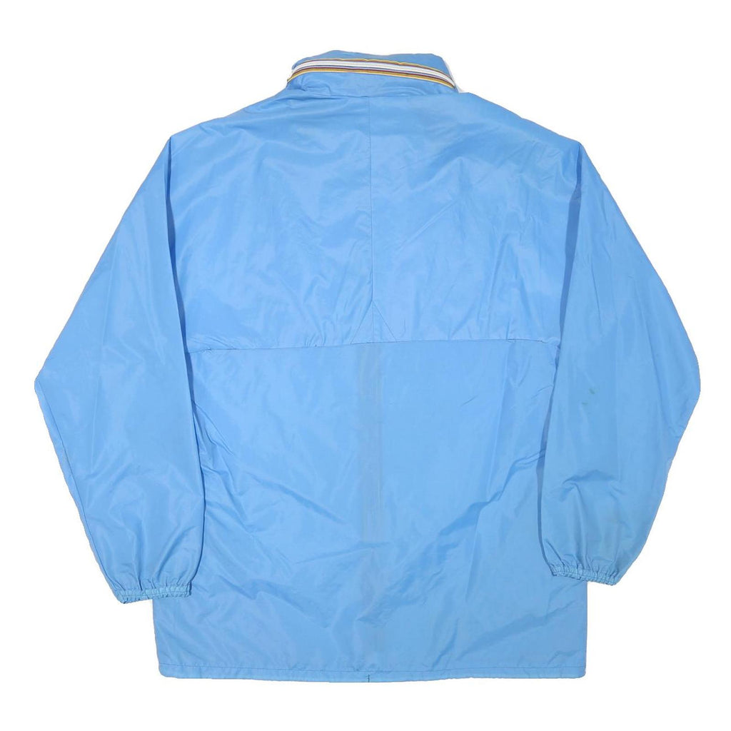 Mens Blue Lightweight Nylon Zip-Up Jacket L Plain Casual Outdoor Windbreaker