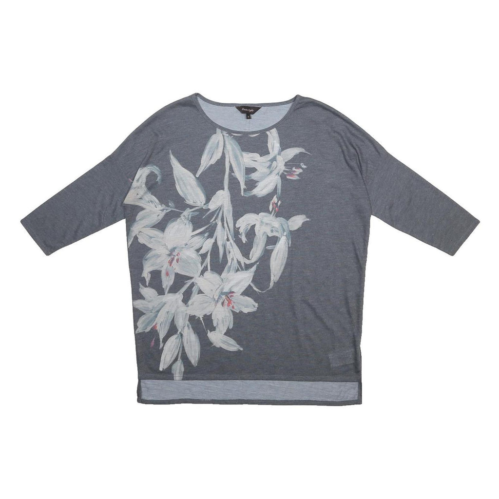 PHASE EIGHT Womens Grey Printed Top 3/4 Sleeve Round Neck UK 8 Casual