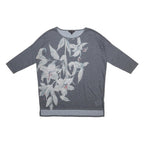 PHASE EIGHT Womens Grey Printed Top 3/4 Sleeve Round Neck UK 8 Casual