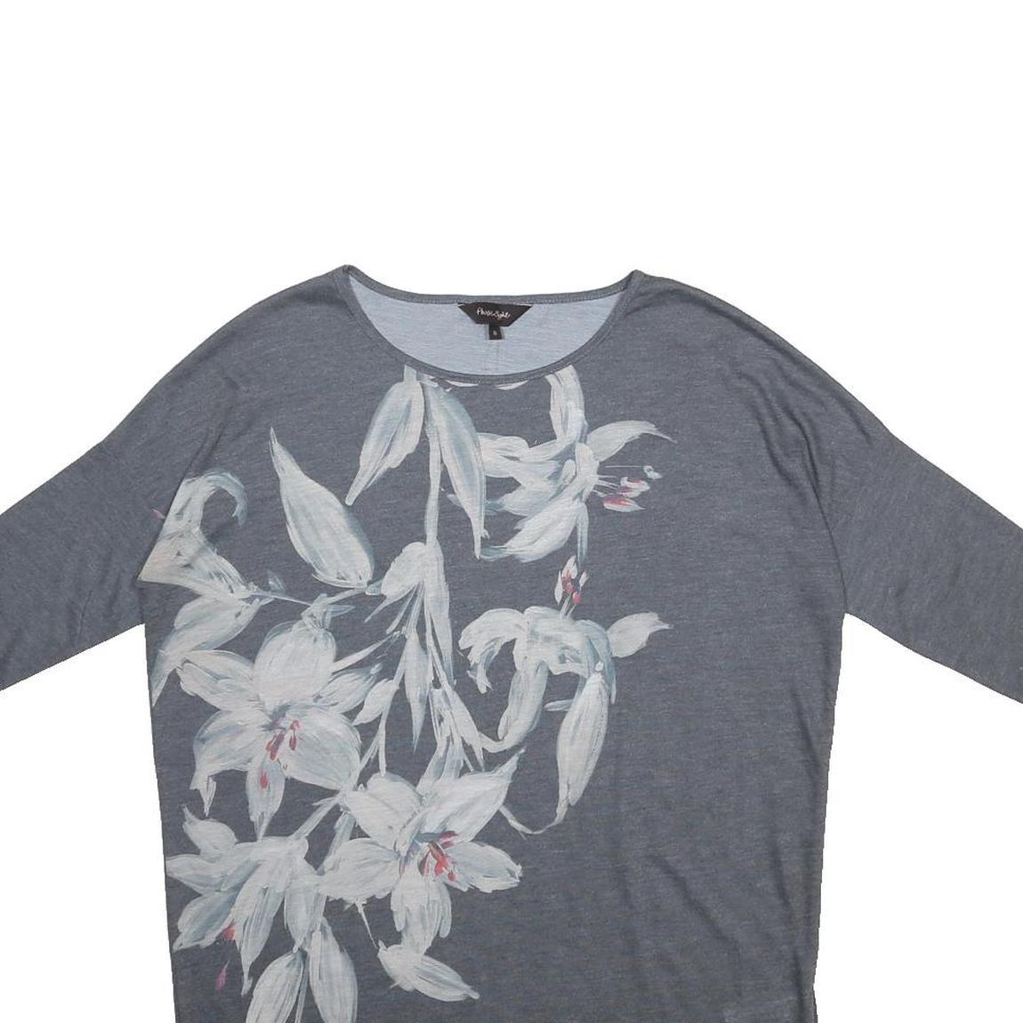 PHASE EIGHT Womens Grey Printed Top 3/4 Sleeve Round Neck UK 8 Casual