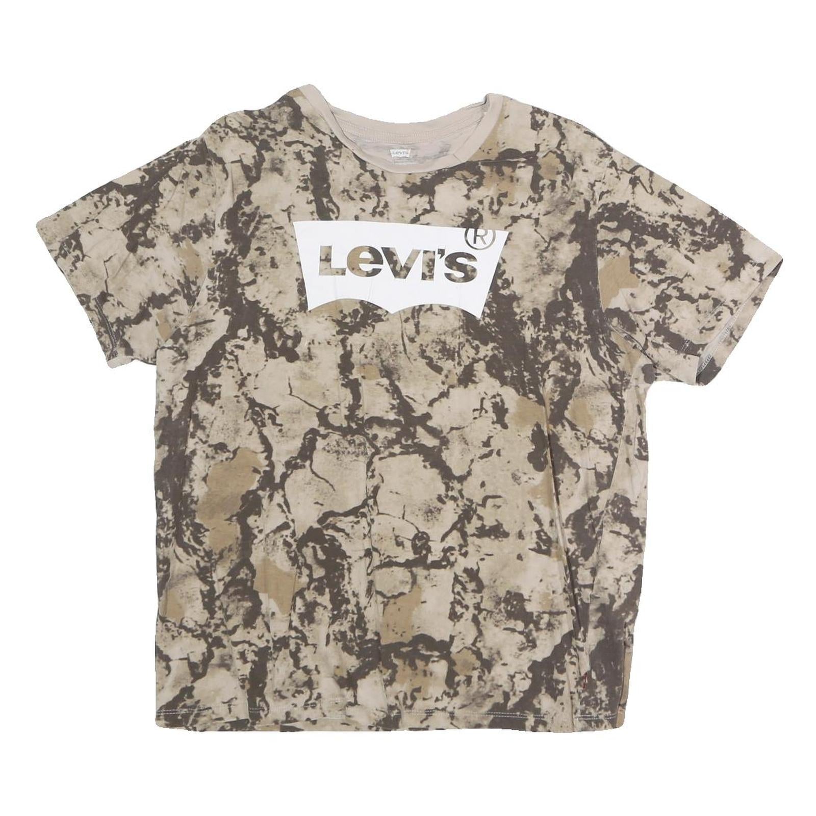 LEVI'S Mens Beige & Brown Graphic T-Shirt M Short Sleeve Crew Neck Cotton
