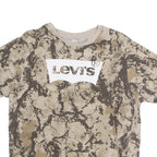 LEVI'S Mens Beige & Brown Graphic T-Shirt M Short Sleeve Crew Neck Cotton