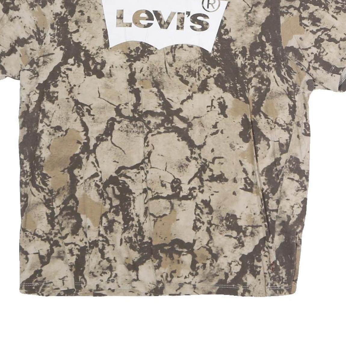 LEVI'S Mens Beige & Brown Graphic T-Shirt M Short Sleeve Crew Neck Cotton