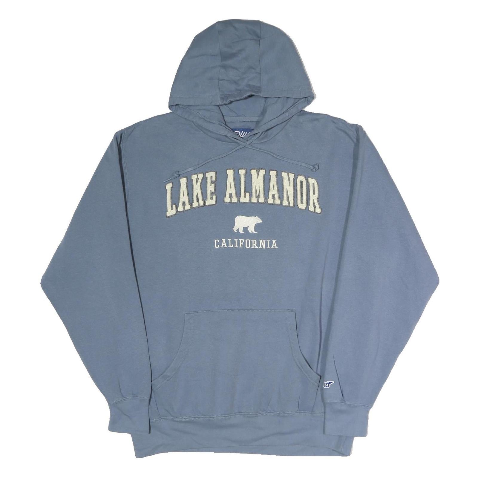 BLUE84 Mens Blue Lake Almanor California Pullover Hoodie L Casual Cotton