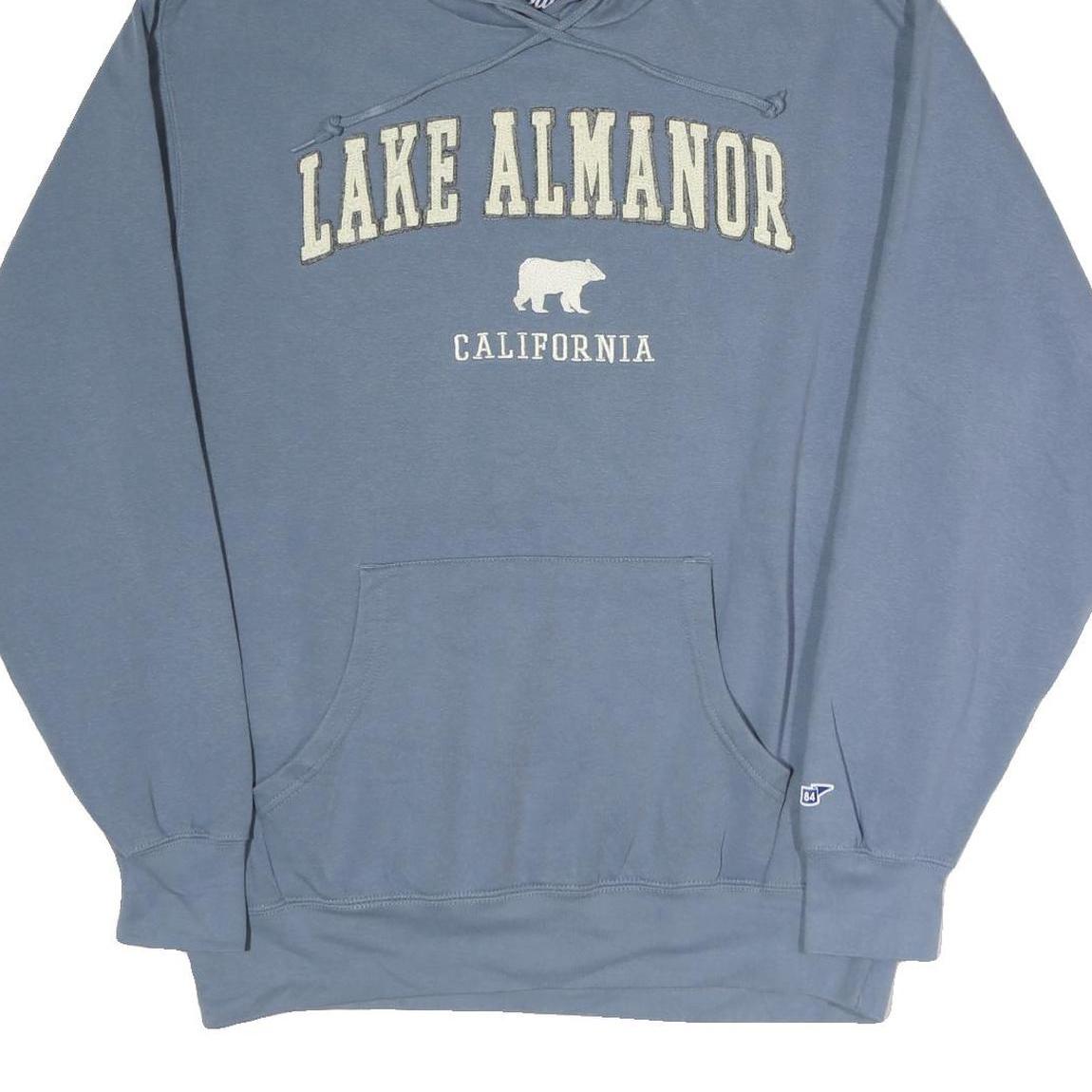 BLUE84 Mens Blue Lake Almanor California Pullover Hoodie L Casual Cotton