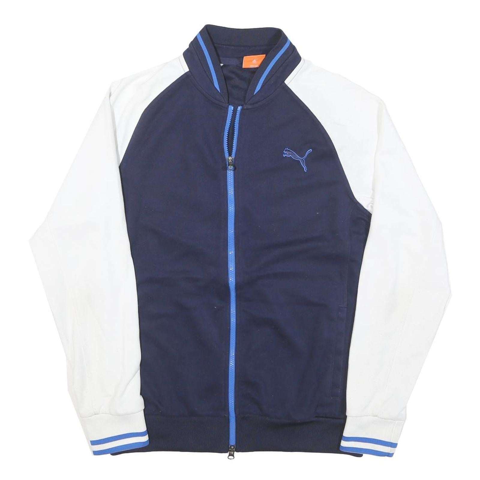 PUMA Mens Navy & White Track Jacket M Polyester Blend Plain Zip Sports
