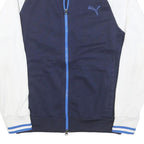 PUMA Mens Navy & White Track Jacket M Polyester Blend Plain Zip Sports